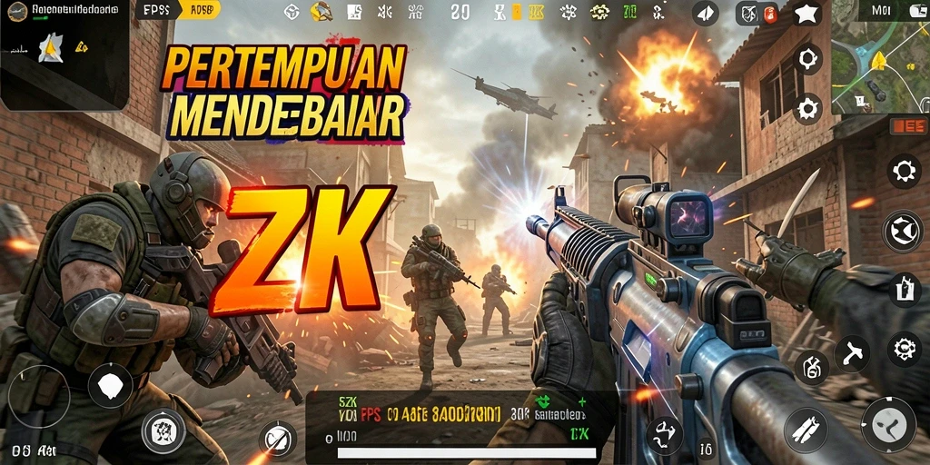 Tampilan seru gameplay FPS dalam 5ZK dengan aksi tembak-menembak intens.