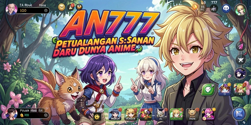 Tangkapan layar menunjukkan pertarungan seru dalam AN777 dengan karakter anime favorit.