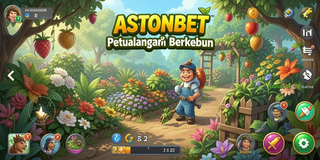 Screenshot gameplay ASTONBET dengan aksi berkebun yang menarik.
