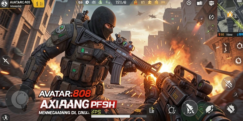 Gameplay seru dalam AVATAR808 dengan aksi FPS menegangkan.