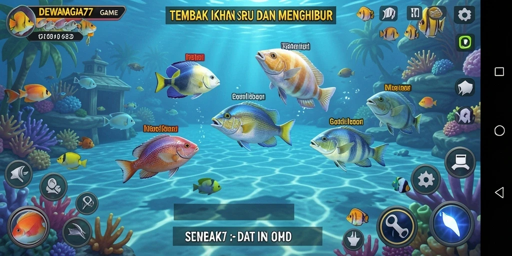 Screenshot gameplay DEWANAGA77 menampilkan aksi menembak ikan yang seru.