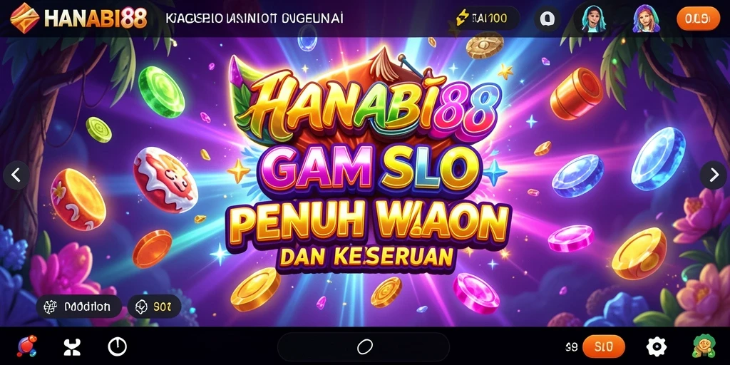 Screenshot gameplay HANABI88 dengan gulungan slot yang berputar.