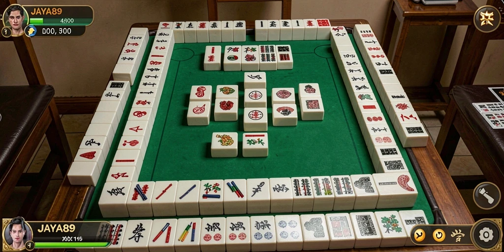 Tampilan menarik dari gameplay JAYA89 yang penuh strategi Mahjong.