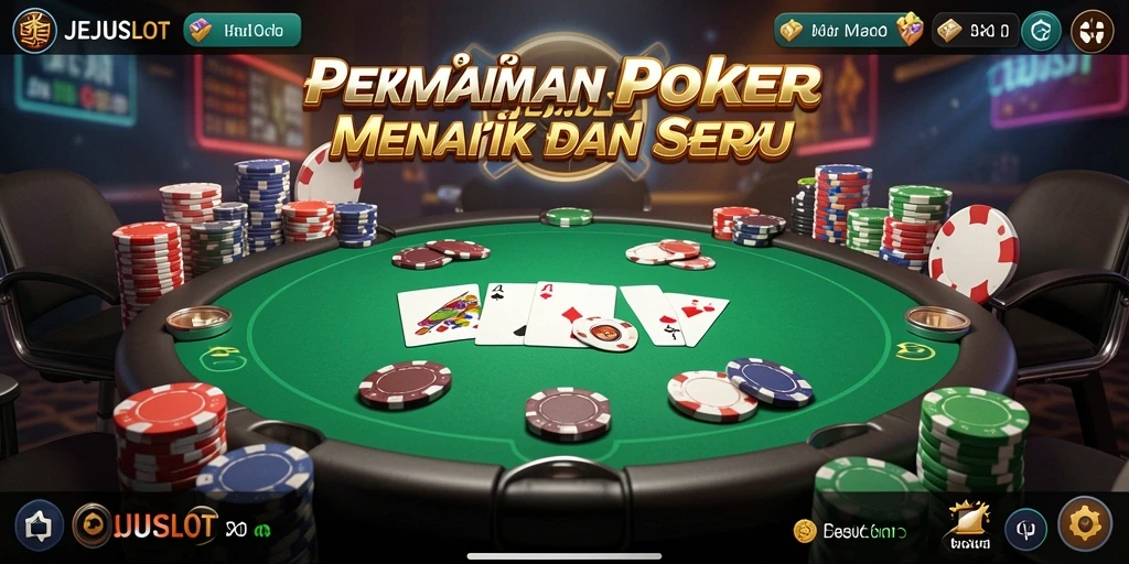 Tampilan seru dari gameplay poker di JEJUSLOT yang mendebarkan.