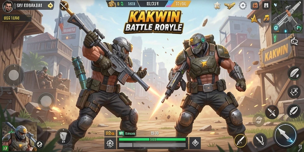 Gameplay seru pertarungan pemain dalam KAKWIN Battle Royale.