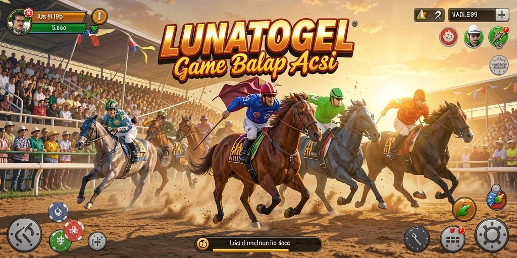 Tampilan gameplay LUNATOGEL dengan aksi balapan yang mendebarkan.