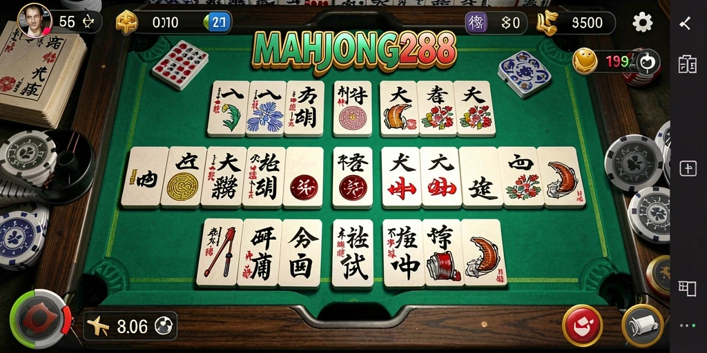 Tampilan screenshot MAHJONG288 menunjukkan gameplay Domino yang menantang.