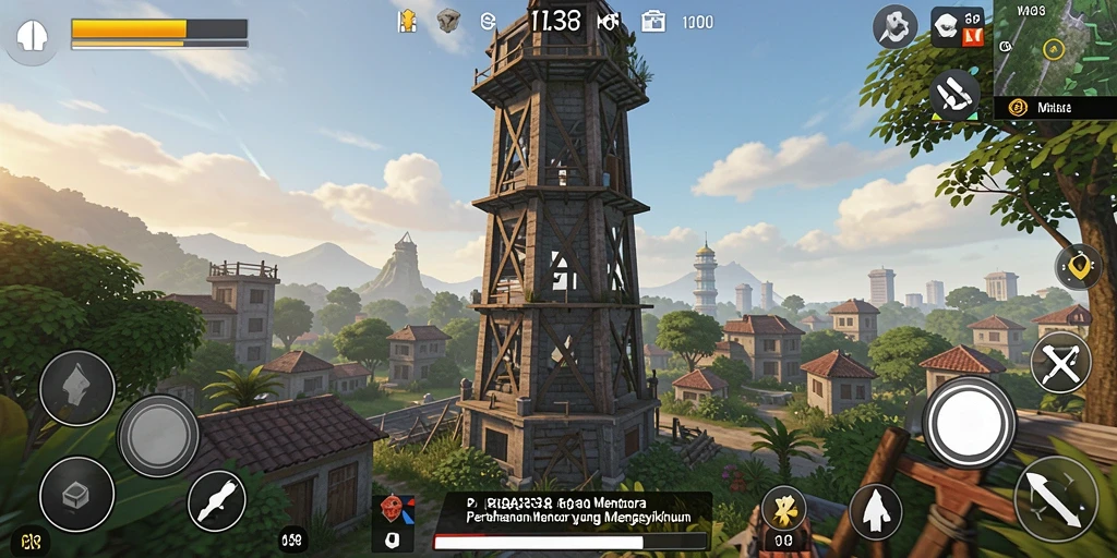 Tampilan menarik dari gameplay strategis Tower Defense MEGA338.