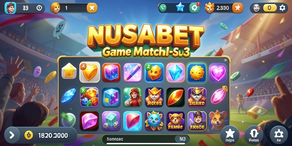 Tampilan gameplay Match-3 yang menarik dalam NUSABET.