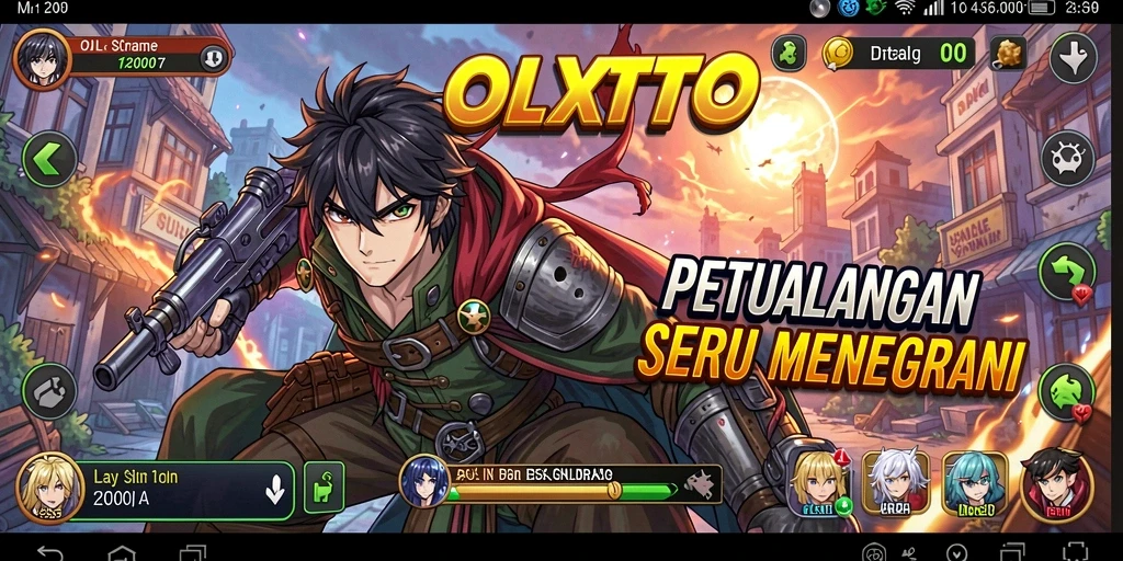 Tampilan gameplay OLXTOTO yang penuh aksi dan karakter anime menarik.