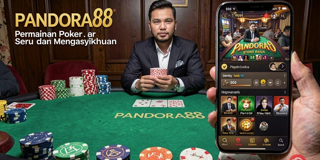 Screenshot gameplay PANDORA88 menunjukkan aksi poker yang menegangkan.