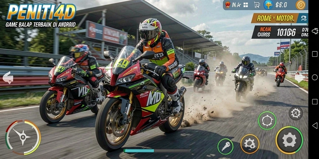 Gameplay seru balapan motor di PENITI4D yang mendebarkan.