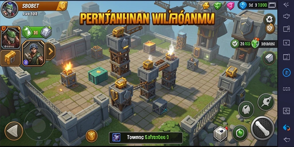 Screenshot menunjukkan aksi mendebarkan di game Tower Defense SBOBET.