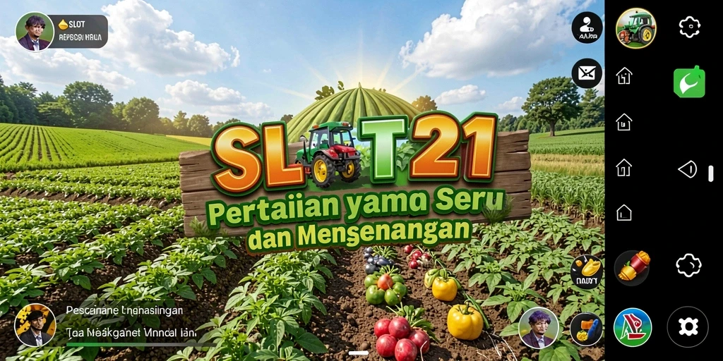 Tampilan gameplay SLOT21 yang menarik dengan aktivitas pertanian.