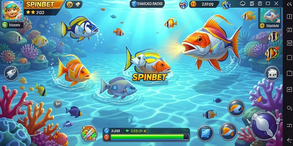 Gameplay seru dalam SPINBET dengan berbagai ikan untuk ditangkap.