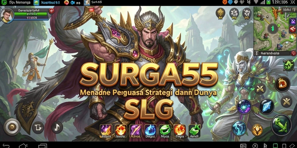 Screenshot gameplay <strong>SURGA55</strong> menampilkan pertempuran strategis yang mendebarkan.