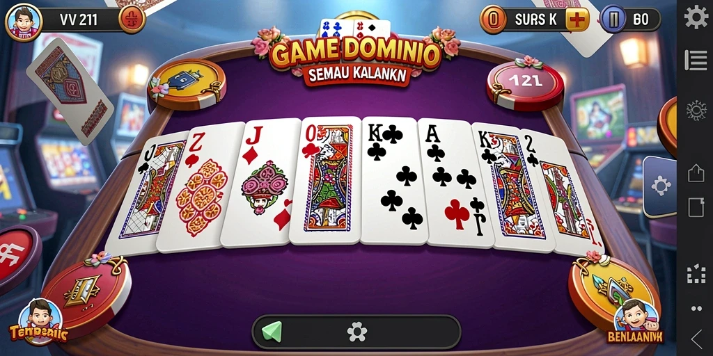 Tampilan screenshot gameplay V21, menunjukkan aksi seru permainan Domino.