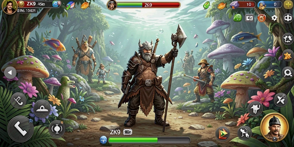 Screenshot gameplay ZK9 yang menunjukkan interaksi karakter dan lingkungan.
